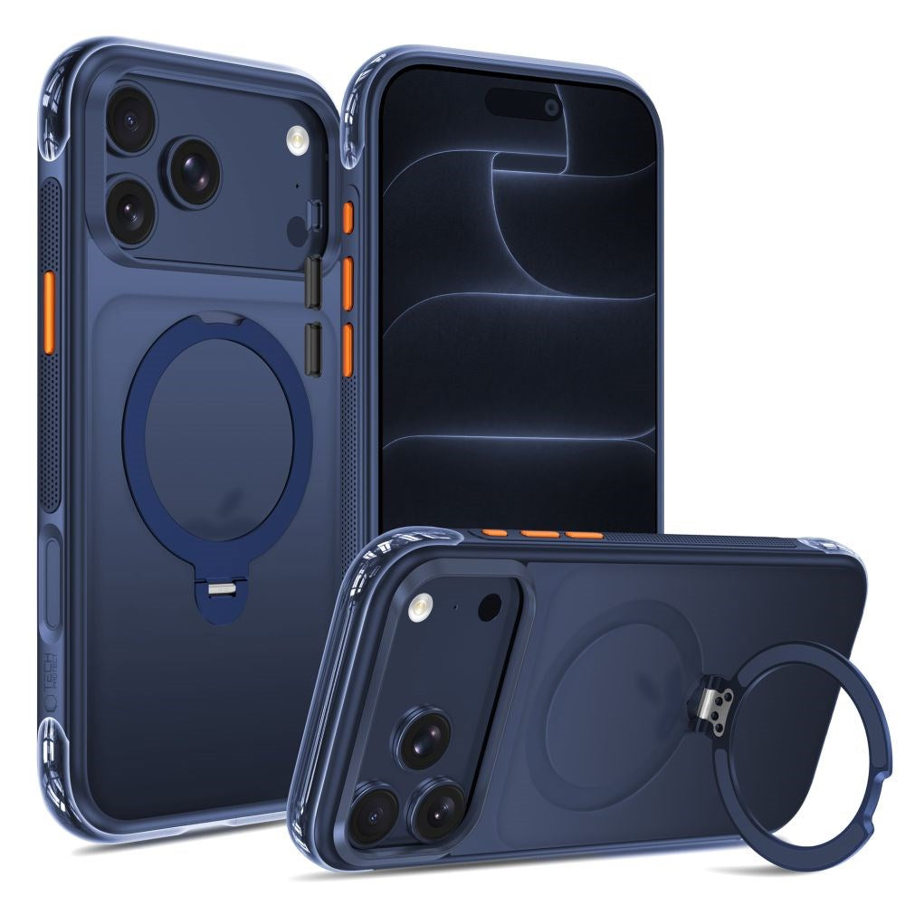 iPhone 18 Pro Max / 17 Pro Max Tech-Protect MagAir Skal m. Kickstand - MagSafe Kompatibel - Matt Blå