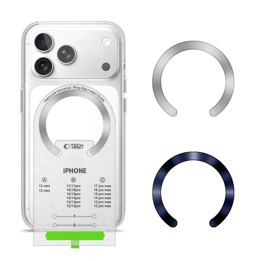 Tech-Protect MagSafe Kompatibel Magnetisk Ring m. Installationsram - 2 st - Silver / Blå