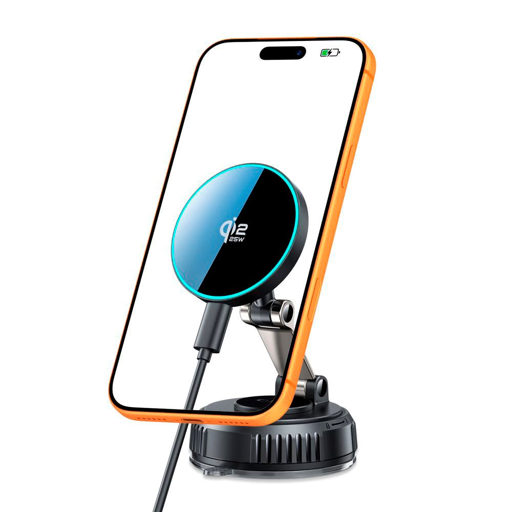 Tech-Protect Magnetisk Bilhållare m. 25W Trådlös Laddning – Instrumentbräda – MagSafe Kompatibel – Svart