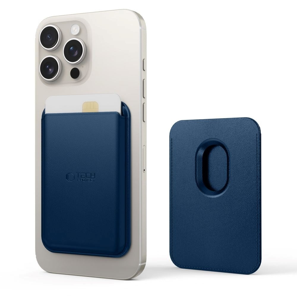 Tech-Protect MagWallet Konstläder Korthållare - MagSafe Kompatibel - Blå