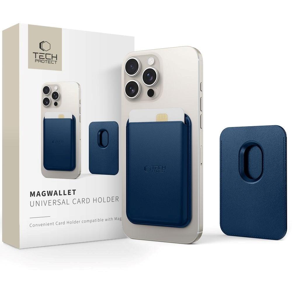 Tech-Protect MagWallet Konstläder Korthållare - MagSafe Kompatibel - Blå