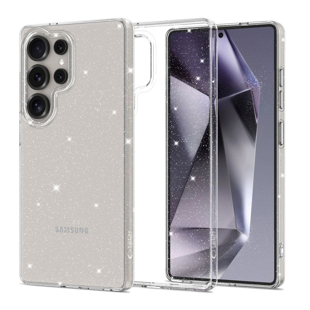 Samsung Galaxy S25 Ultra Tech-Protect Flexair Flexibel Plast Skal - Genomskinlig / Glimmer