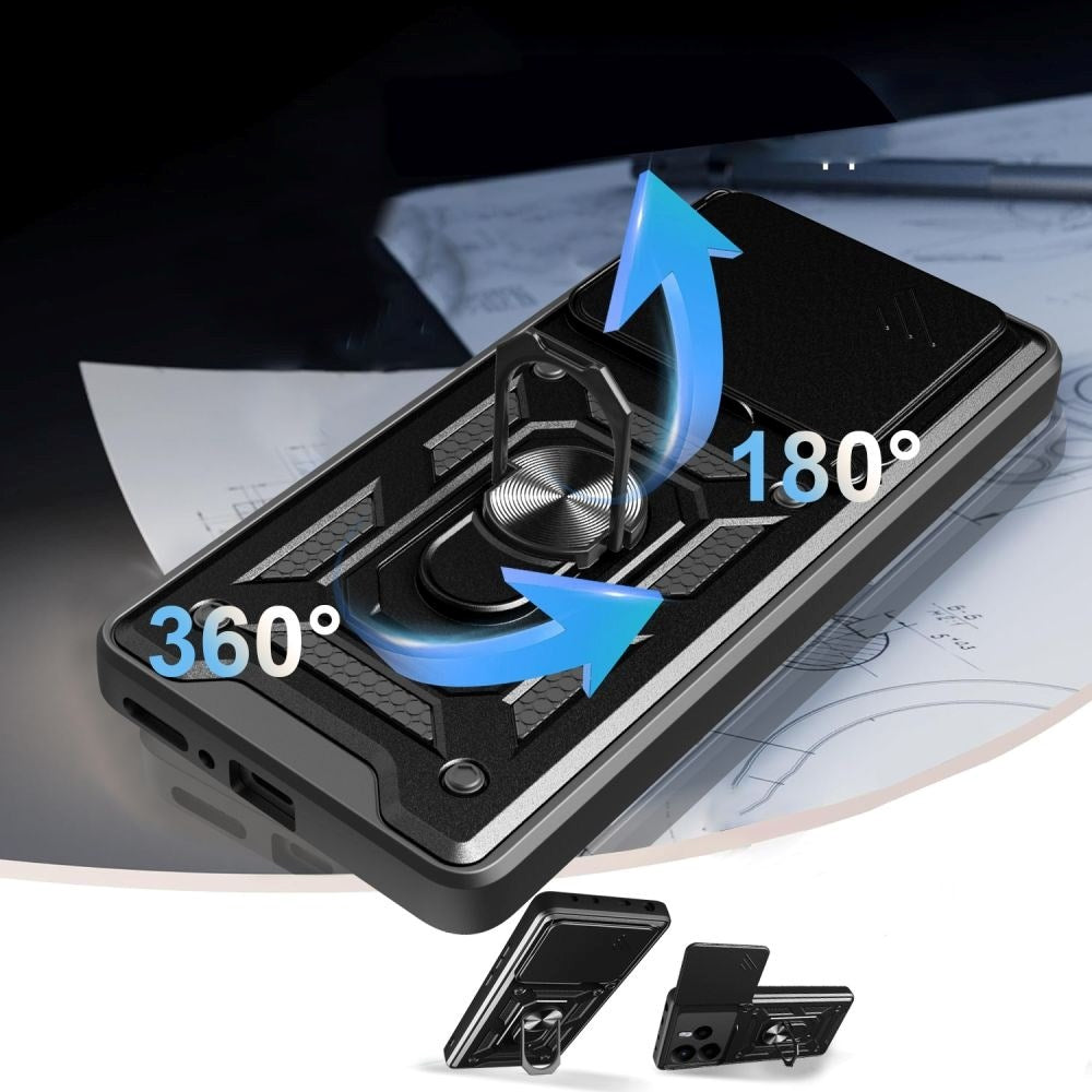 Xiaomi Redmi Note 14 (5G) Tech-Protect Camshield Skal m. Magnetisk Ring & Stativfunktion - Svart