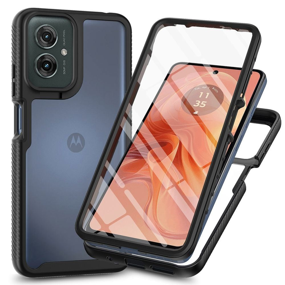 Motorola Moto G55 Tech-Protect Defense Skal m. Hybrid Glas - Genomskinlig / Svart