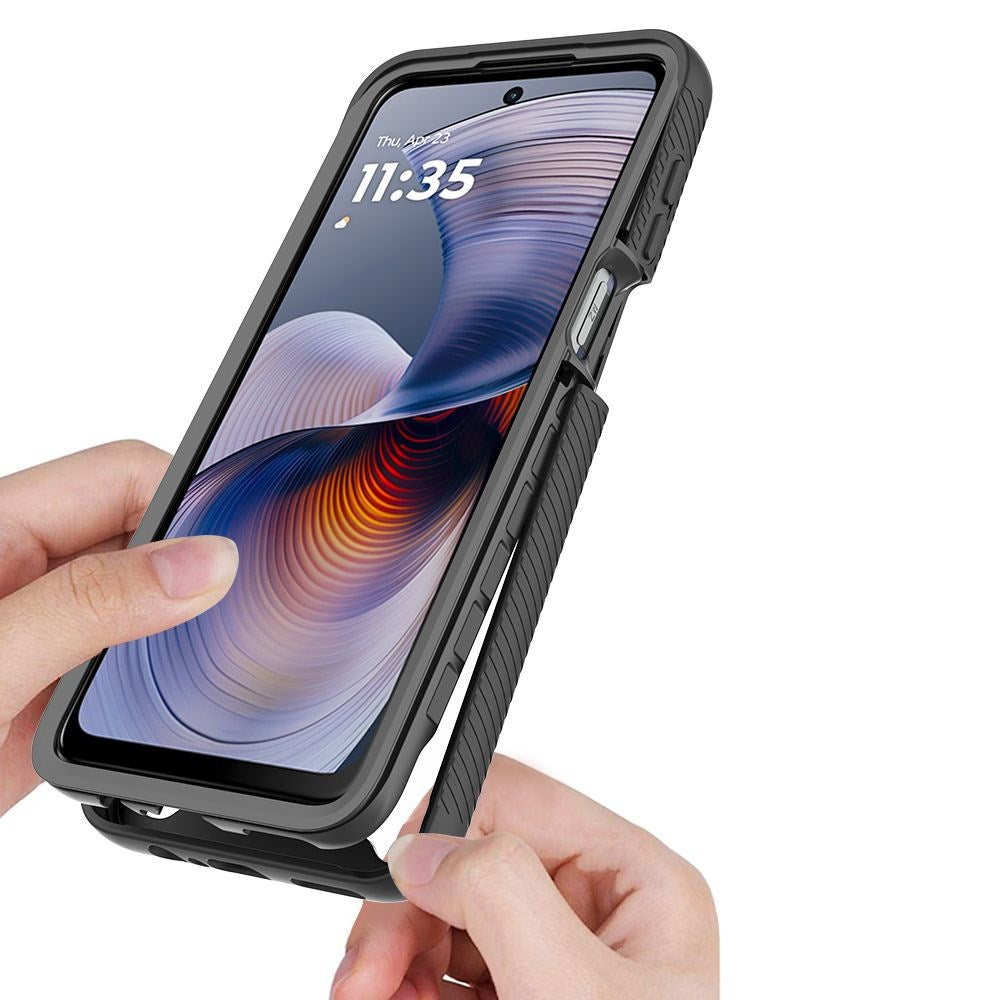 Motorola Moto G55 Tech-Protect Defense Skal m. Hybrid Glas - Genomskinlig / Svart