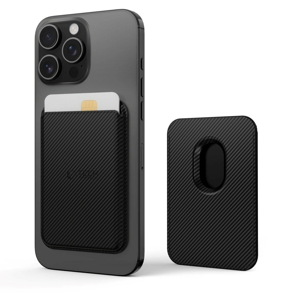 Tech-Protect MagWallet Konstläder Korthållare - MagSafe Kompatibel - Svart Carbon