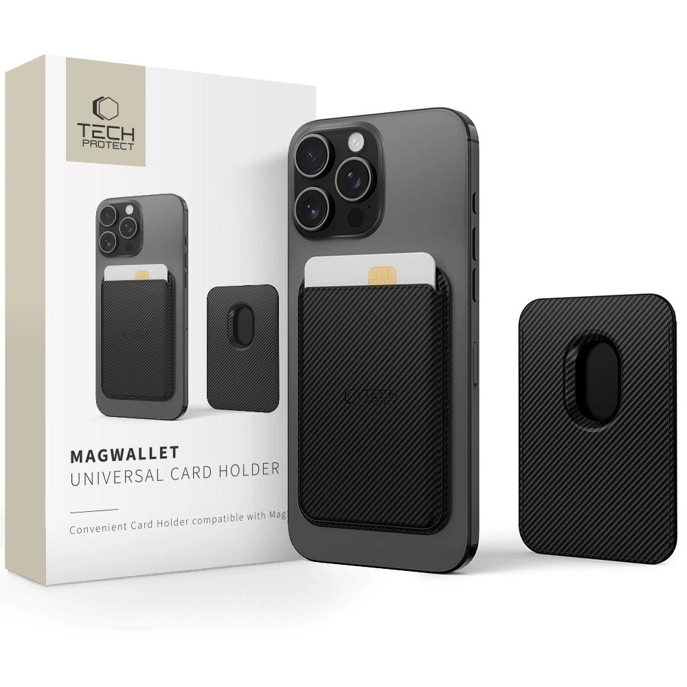 Tech-Protect MagWallet Konstläder Korthållare - MagSafe Kompatibel - Svart Carbon