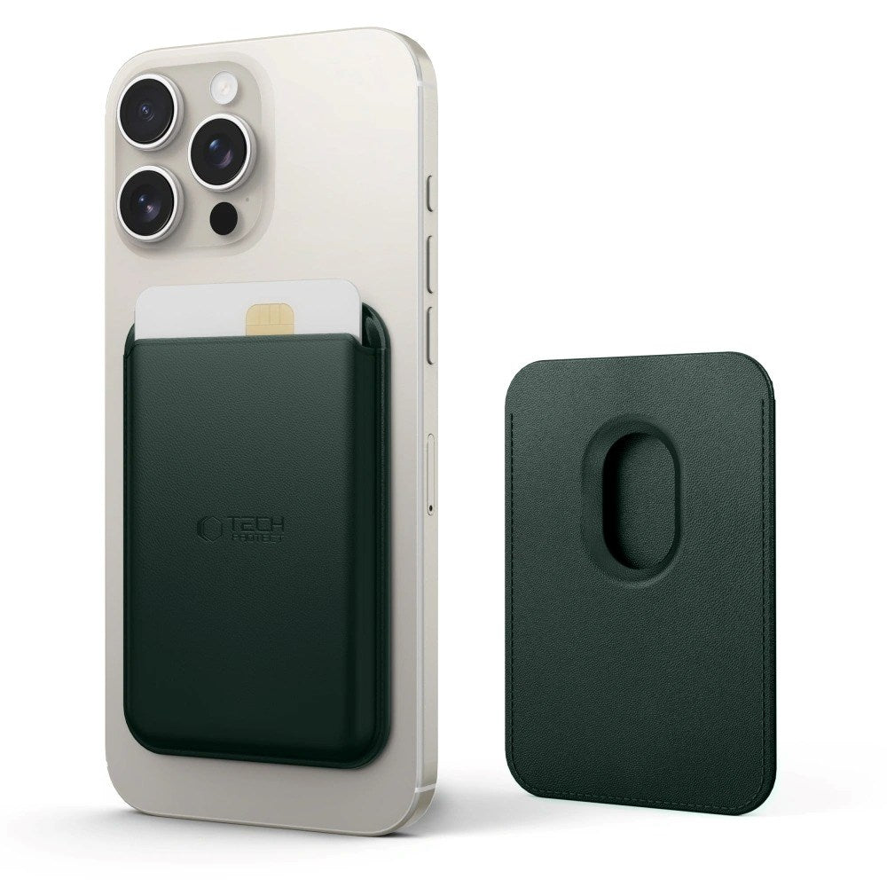 Tech-Protect MagWallet Konstläder Korthållare - MagSafe Kompatibel - Grön