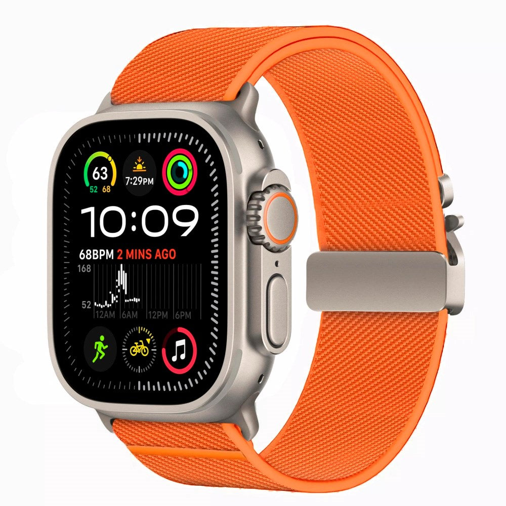 Apple Watch (42 / 44 / SE / 45 / 46 / 49mm) Tech-Protect Nylon Rem m. Metallås - Orange