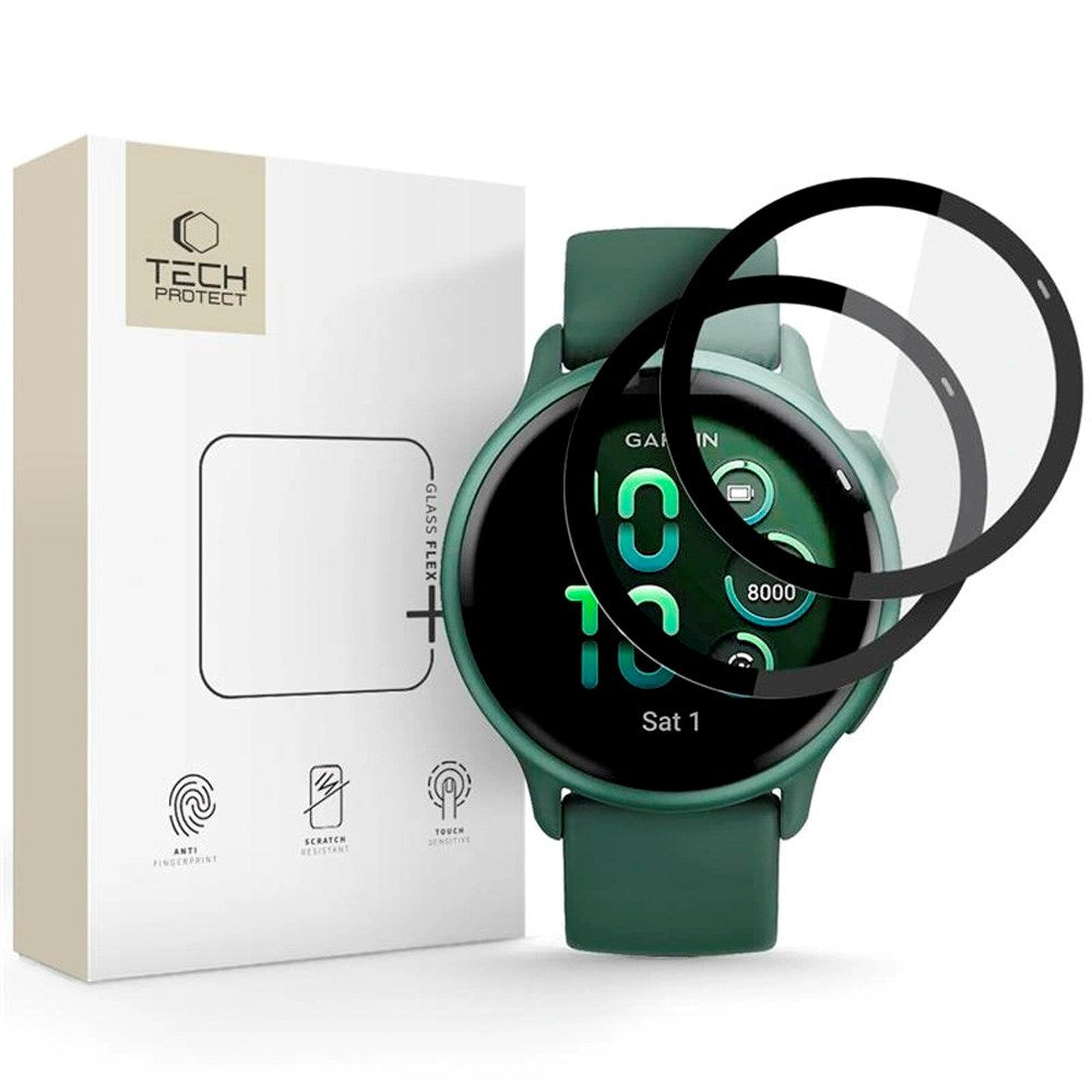 Garmin Vivoactive 6 Tech-Protect Glass Flex+ Skärmskydd - 2 st - Genomskinlig / Svart