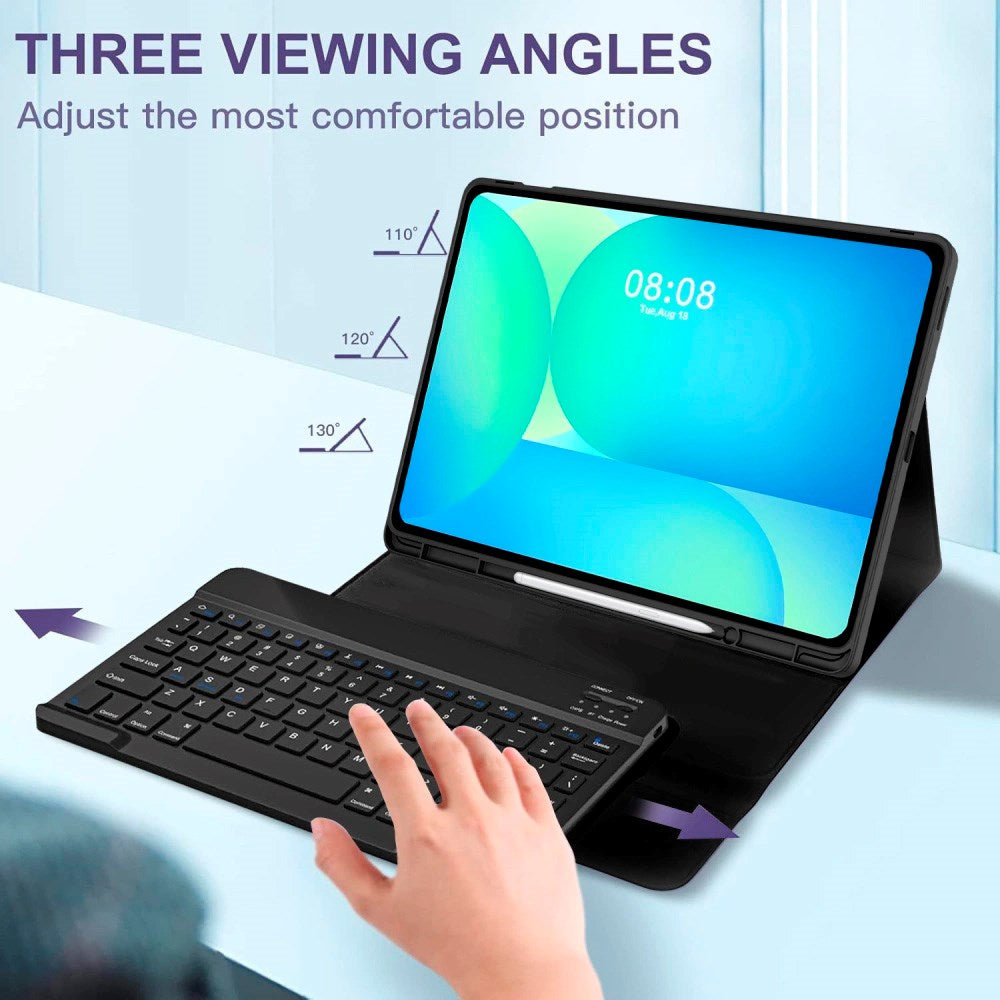 Samsung Galaxy Tab S10 FE+ (Plus) Tech-Protect Fodral med Engelsk Tangentbord - Svart