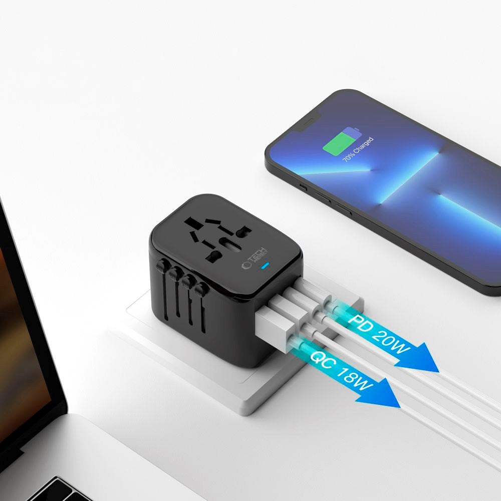 Tech-Protect Reseadapter EU / UK / US / AU - Svart
