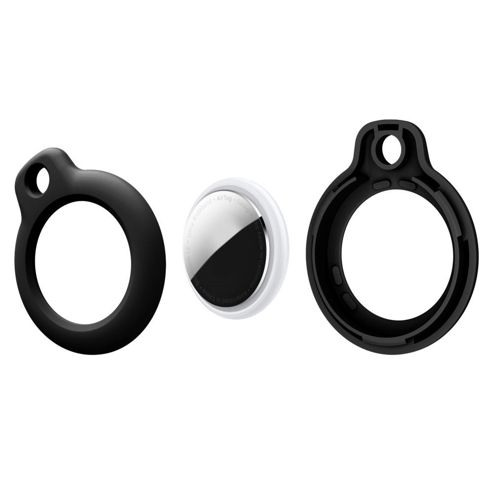 Apple AirTag 1. & 2. Gen. Tech-Protect Rough Plast Skal m. Karabinhake - 4 st - Svart