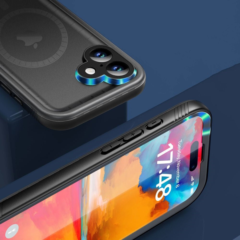 Tech-Protect iPhone 16 Vattentätt Skal - MagSafe-Kompatibel - Genomskinlig / Svart