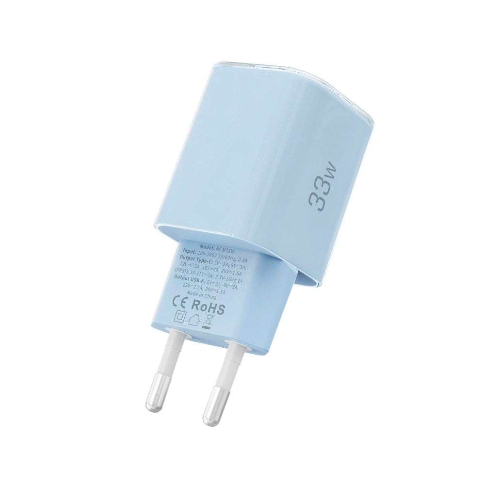 Tech-Protect 33W Väggladdare m. 1x USB-A & 1x USB-C - Blå