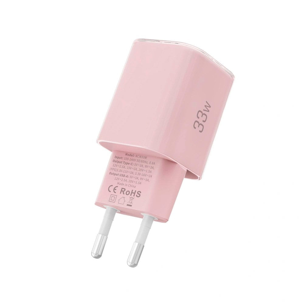 Tech-Protect 33W Väggladdare m. 1x USB-A & 1x USB-C - Rosa