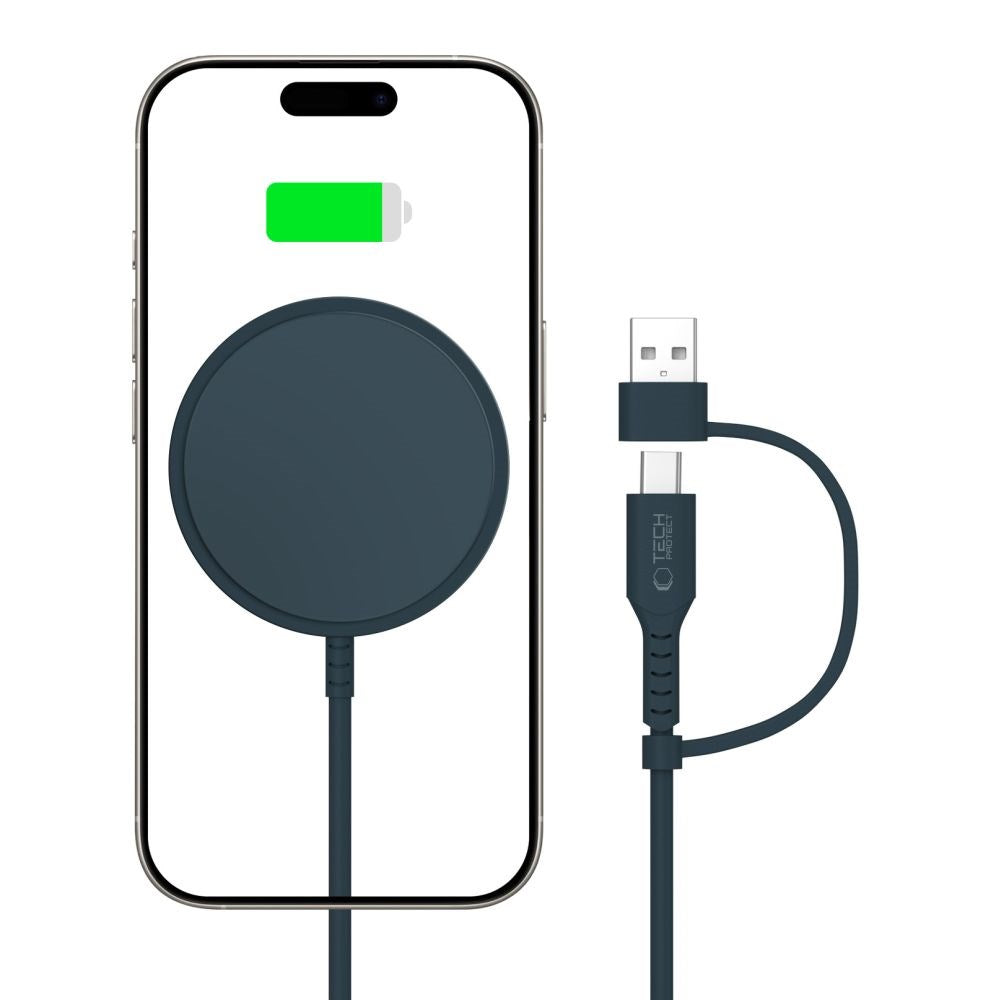 Tech-Protect Qi15W-A44 Magnetisk Magsafe Trådlös Laddare - Blå
