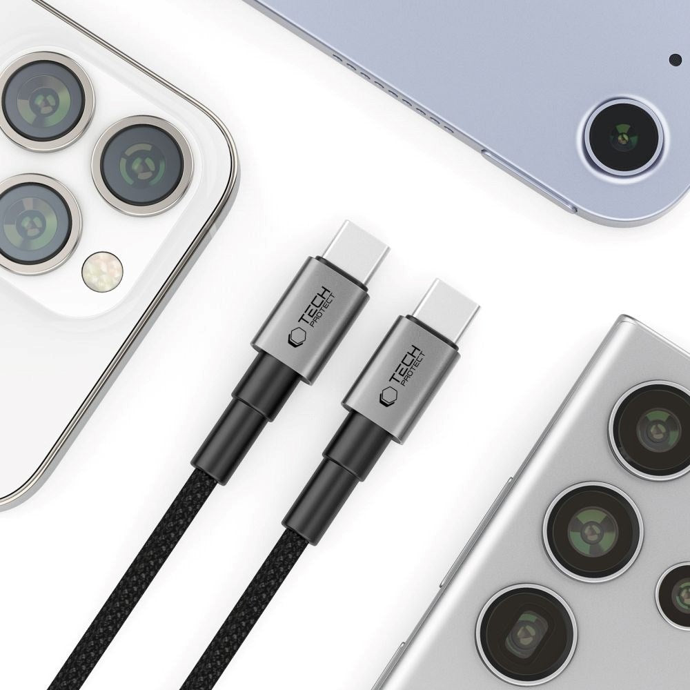 Tech-Protect Ultraboost DNA PD 60W/3A USB-C till USB-C-Kabel 50 cm - Svart / Mörkgrå