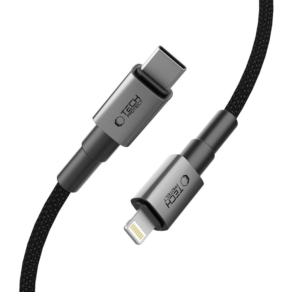Tech-Protect Ultraboost DNA PD 27W/3A Lightning till USB-C-Kabel 1m - Svart / Mörkgrå