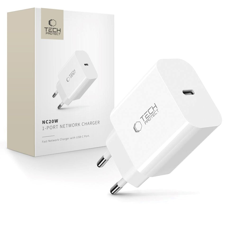 Tech-Protect Charger PD 20W USB-C Väggladdare - Vit