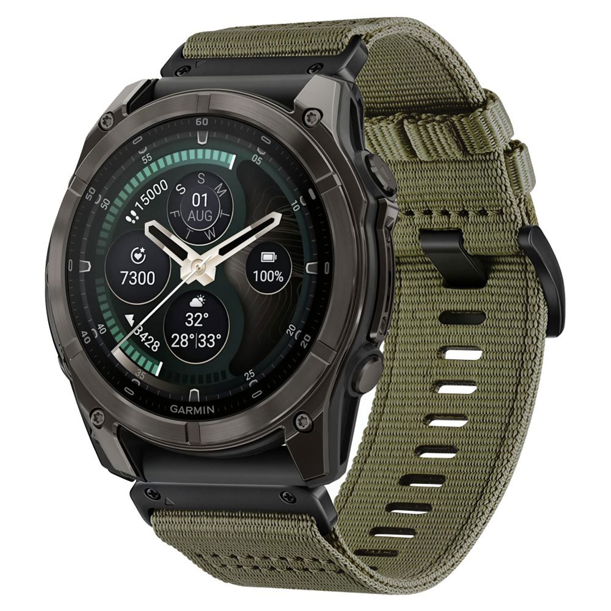 Universal Garmin 26mm QuickFit Tech-Protect Classic Nylon Armband - Grön