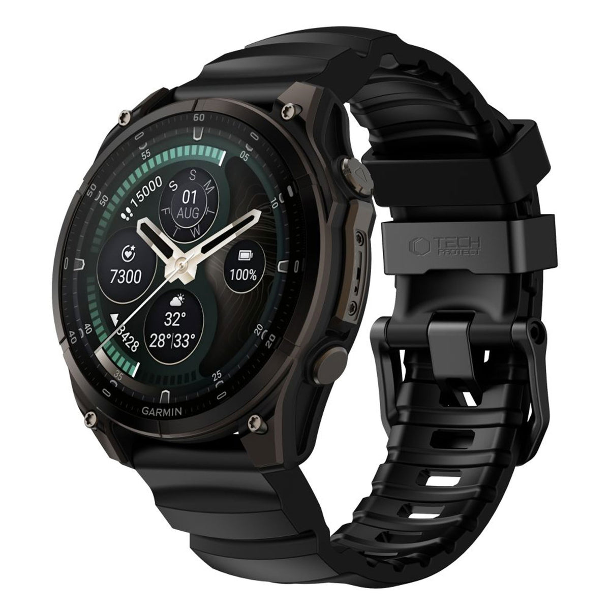 Universal Garmin 22mm QuickFit Tech-Protect Motion Klockarmband - Svart