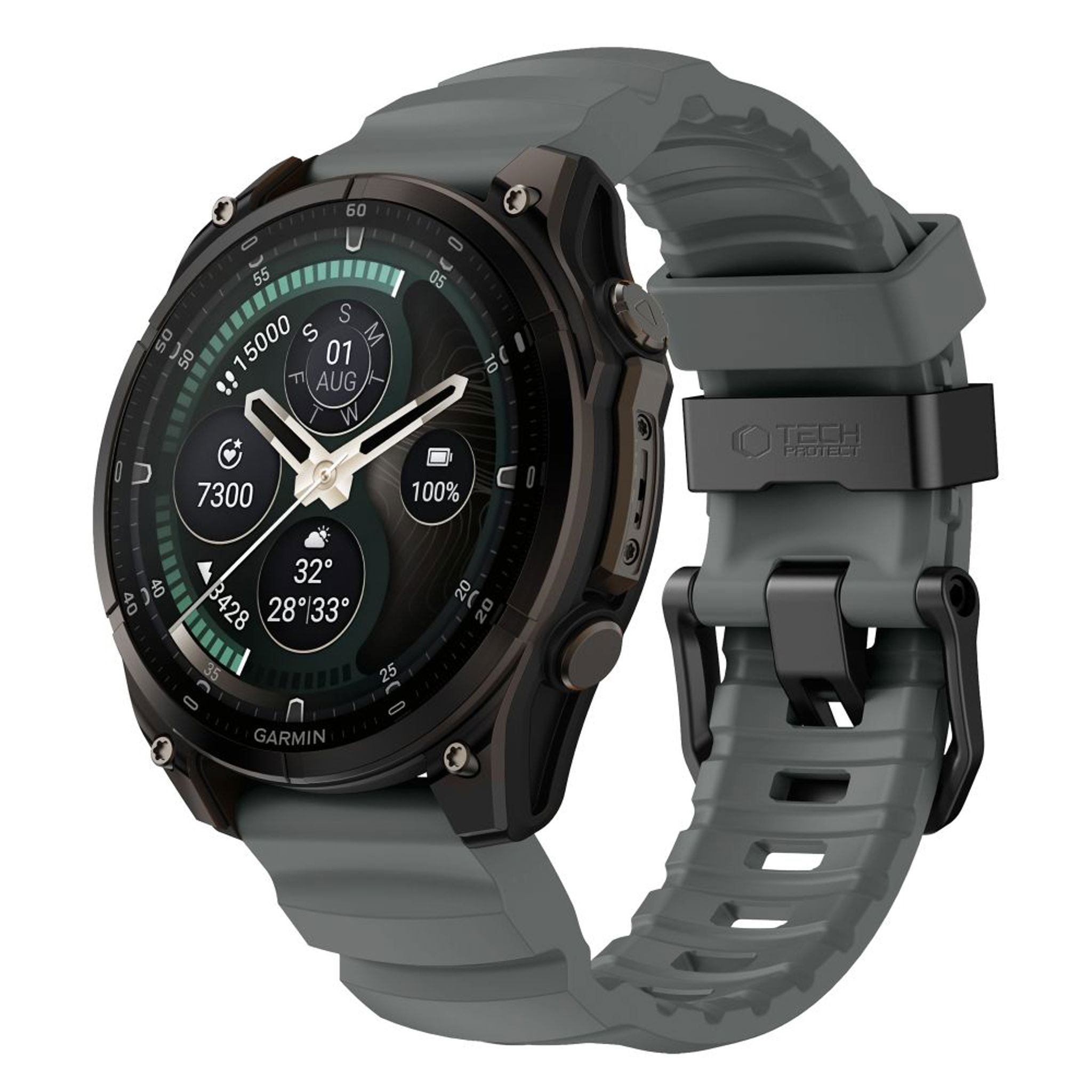 Universal Garmin 26mm QuickFit Tech-Protect Motion Klockarmband - Grå