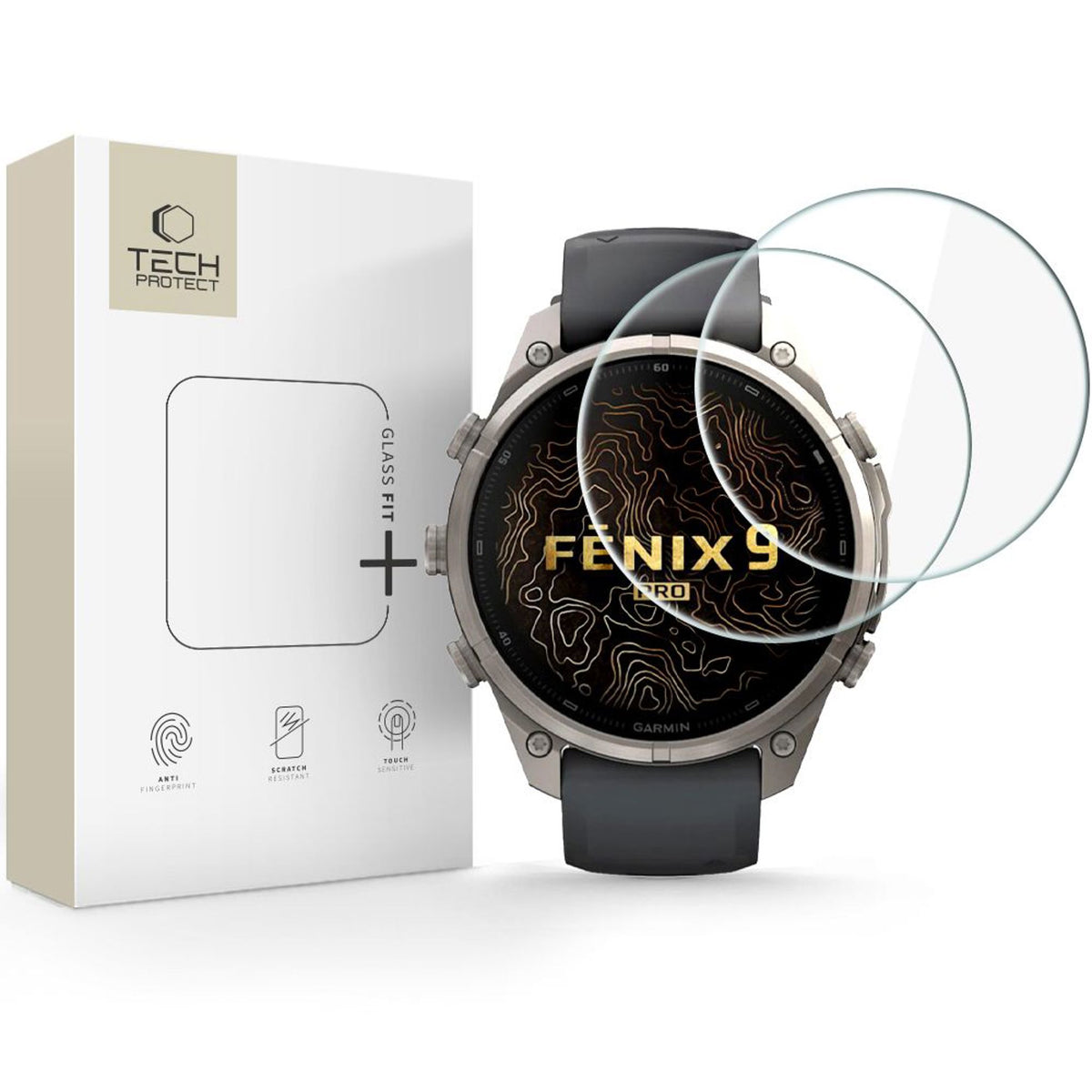 Garmin Fenix 9 Pro (47mm) Tech-Protect Glass Fit+ Skärmskyddsglas - 2 st - Transparent