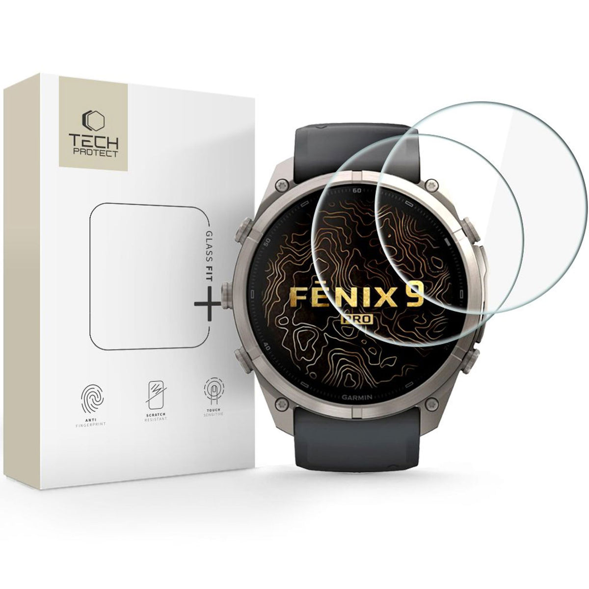 Garmin Fenix 9 Pro (51mm) Tech-Protect Glass Fit+ Skärmskyddsglas - 2 st - Transparent