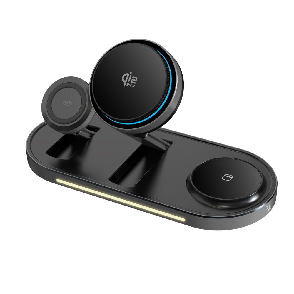 Tech-Protect A51 ARCTICBOOST 3-i-1 Trådlös Laddare 25W - MagSafe / Qi2 Kompatibel - Svart