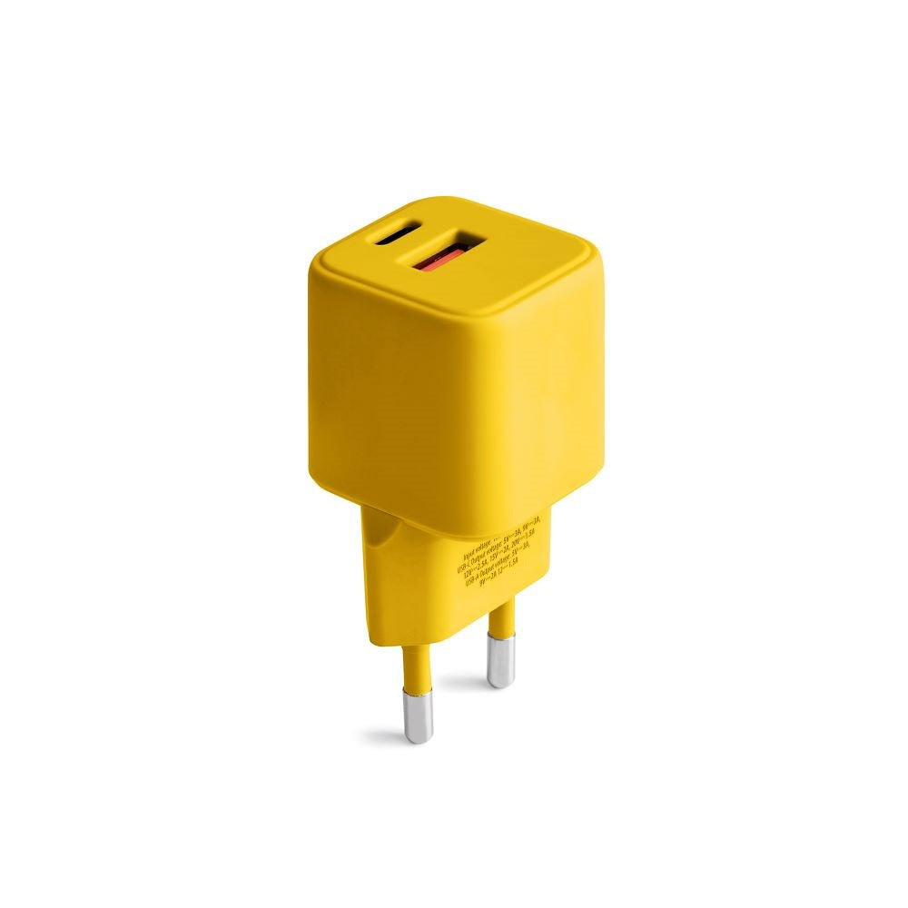 Colorum 30W Väggladdare m. 1x USB-A & 1x USB-C - Yellow