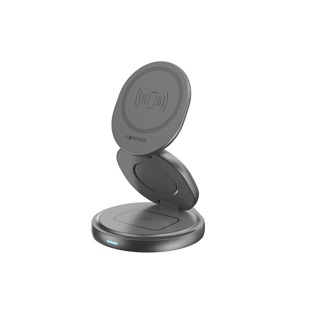 Forever 15W MAWC-200 3-i-1 Trådlös Laddare med USB-C - MagSafe Kompatibel - Grå
