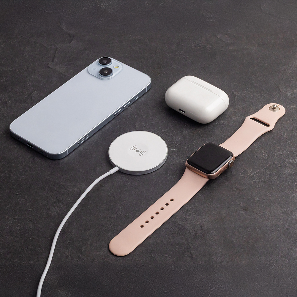 Forever MAWC-400 3-i-1 Magnetisk Trådlös Laddare - 15W - USB-C - MagSafe Kompatibel - Vit