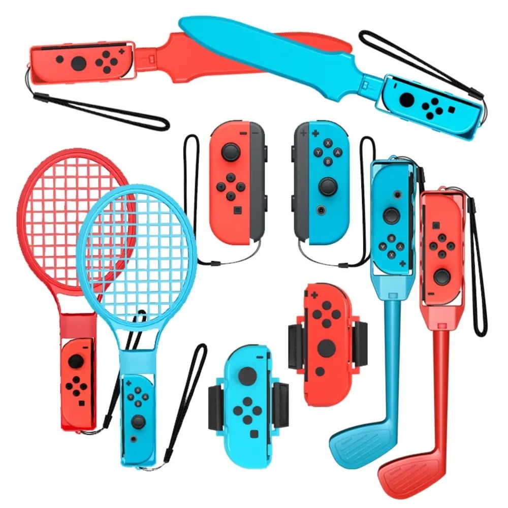 Nintendo Switch Hurtel Sportset 10-i-1 - Familjepaket - Röd / Blå