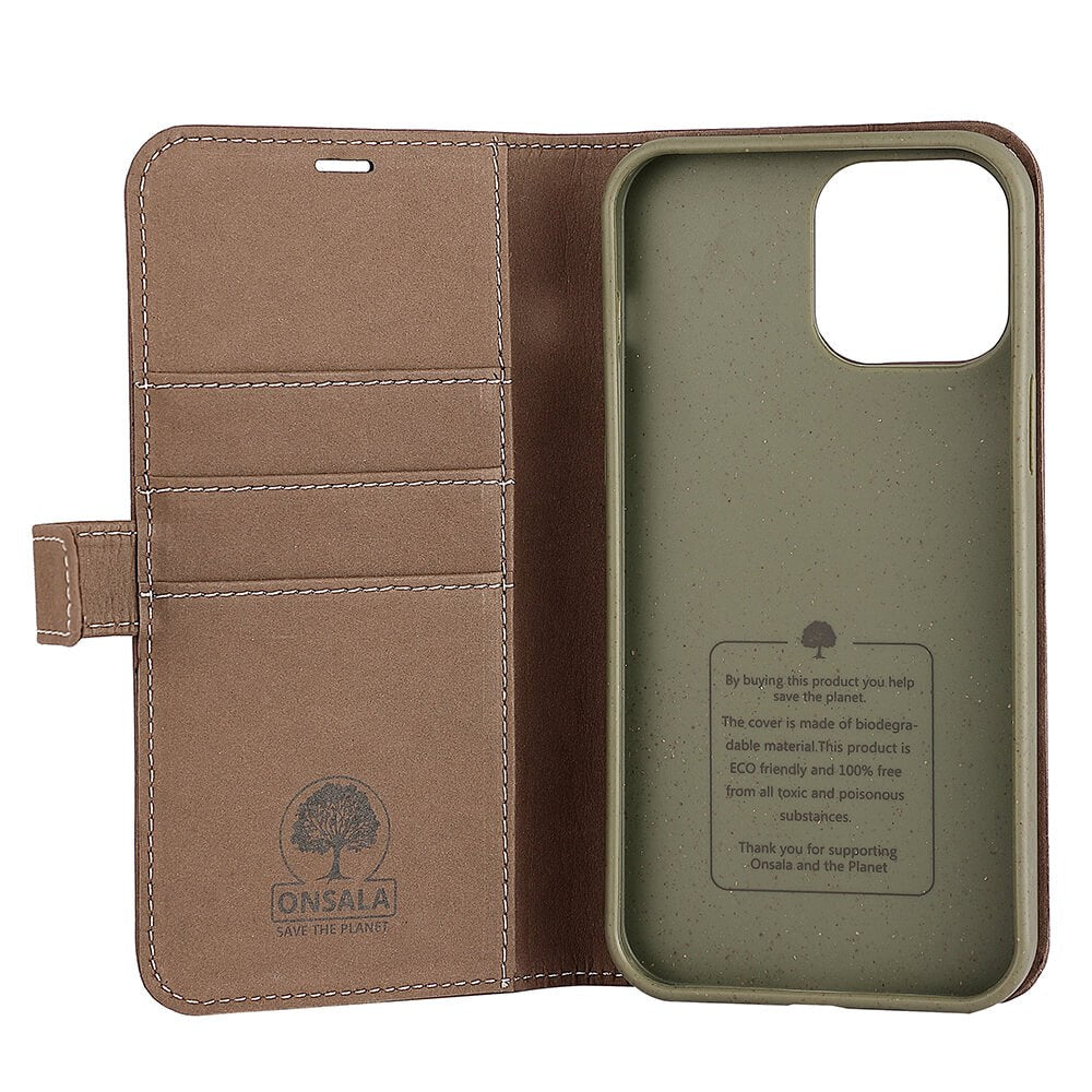 iPhone 13 Pro Max Onsala Eco Wallet - Nedbrytbart Plånboksfodral - Brun