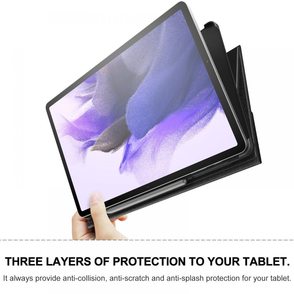 Samsung Galaxy Tab S7 FE 12.4" Infiland Classic Stand Fodral med S-Pen Hållare - Svart