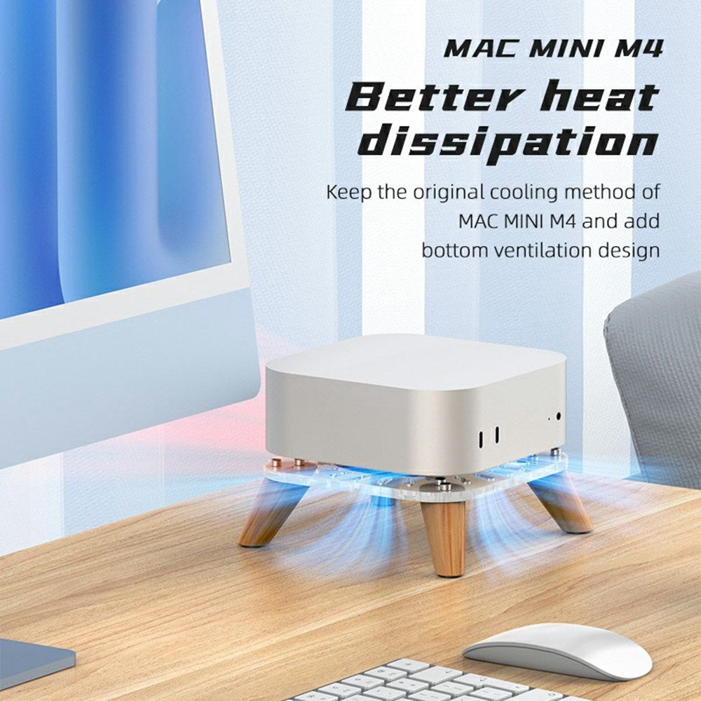 Mac Mini M4 / M4 Pro Ställ - Genomskinlig / Trä