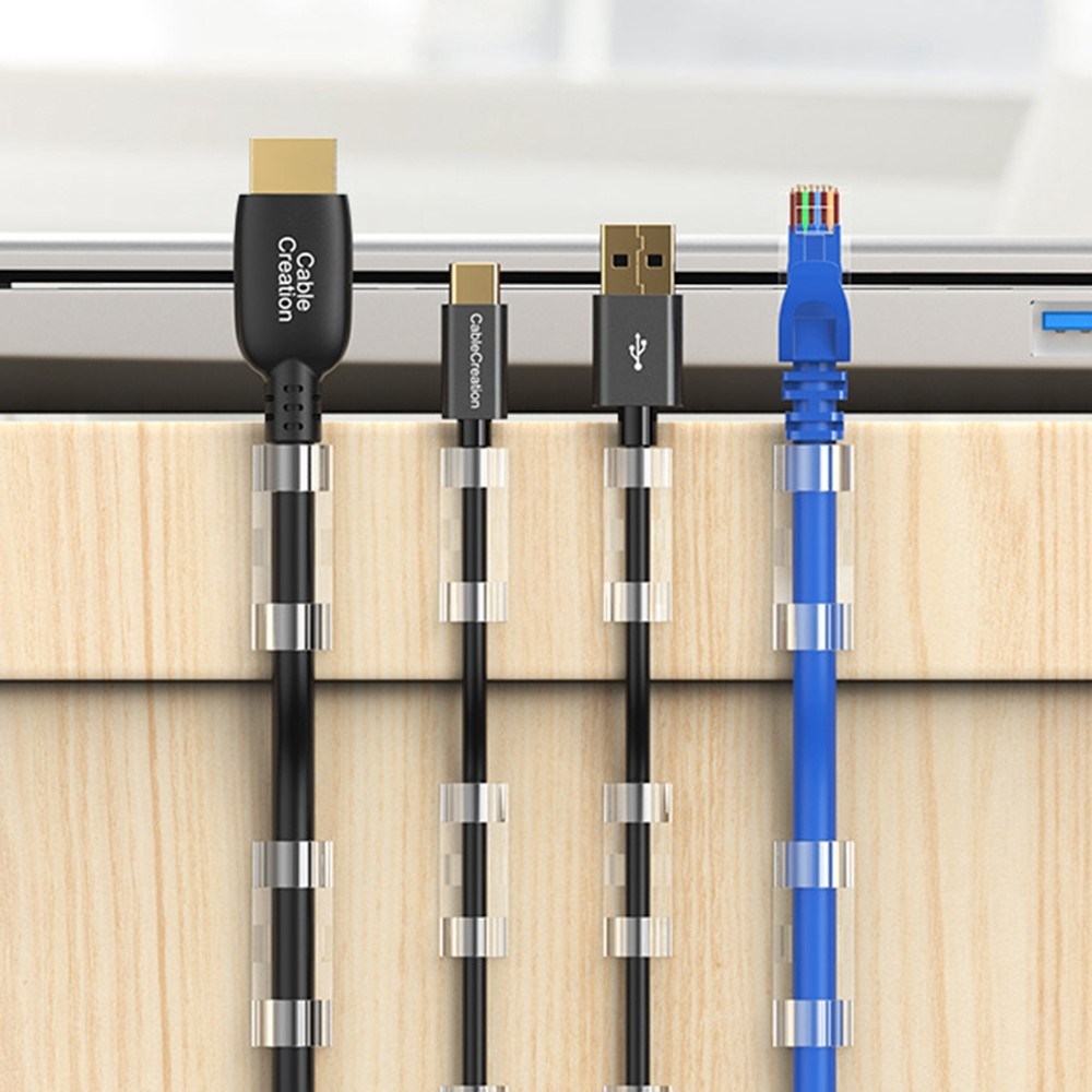 CableCreation Dubbelhäftande Kabelhållare - Large - 50 st - Genomskinlig