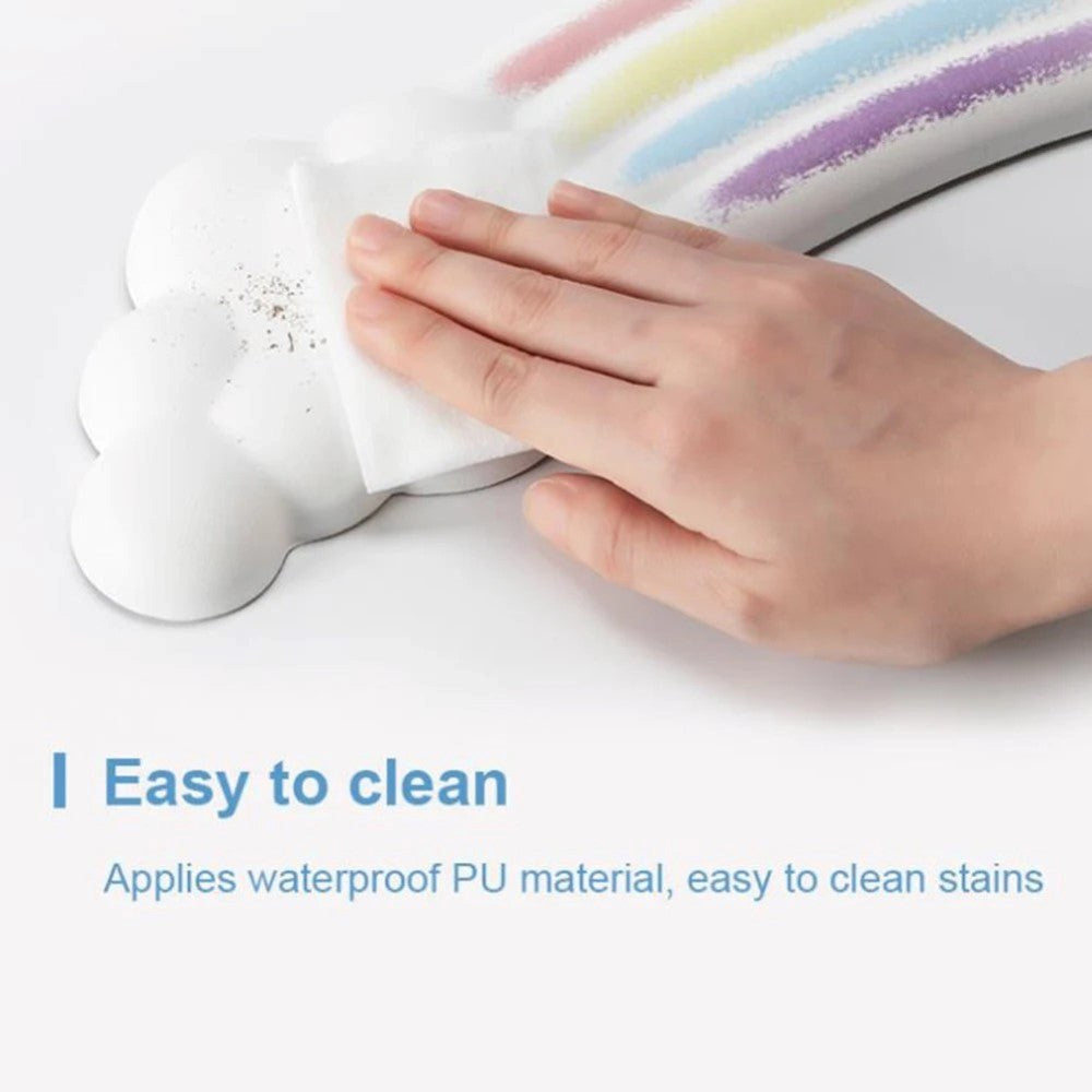 Tangentbord Handledsstöd med. Moln och Regnbågsdesign - Vit