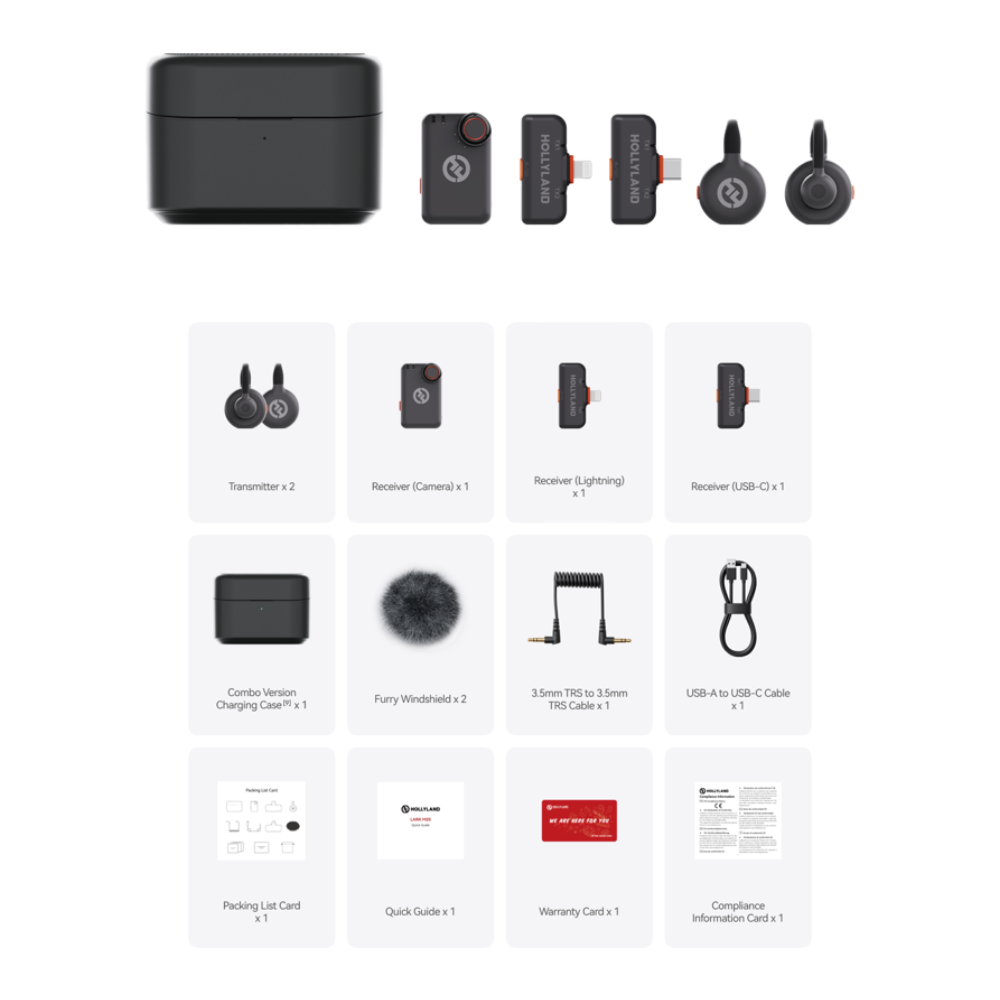 Hollyland Lark M2S Ultimate Combo Trådlös Mikrofon - Svart