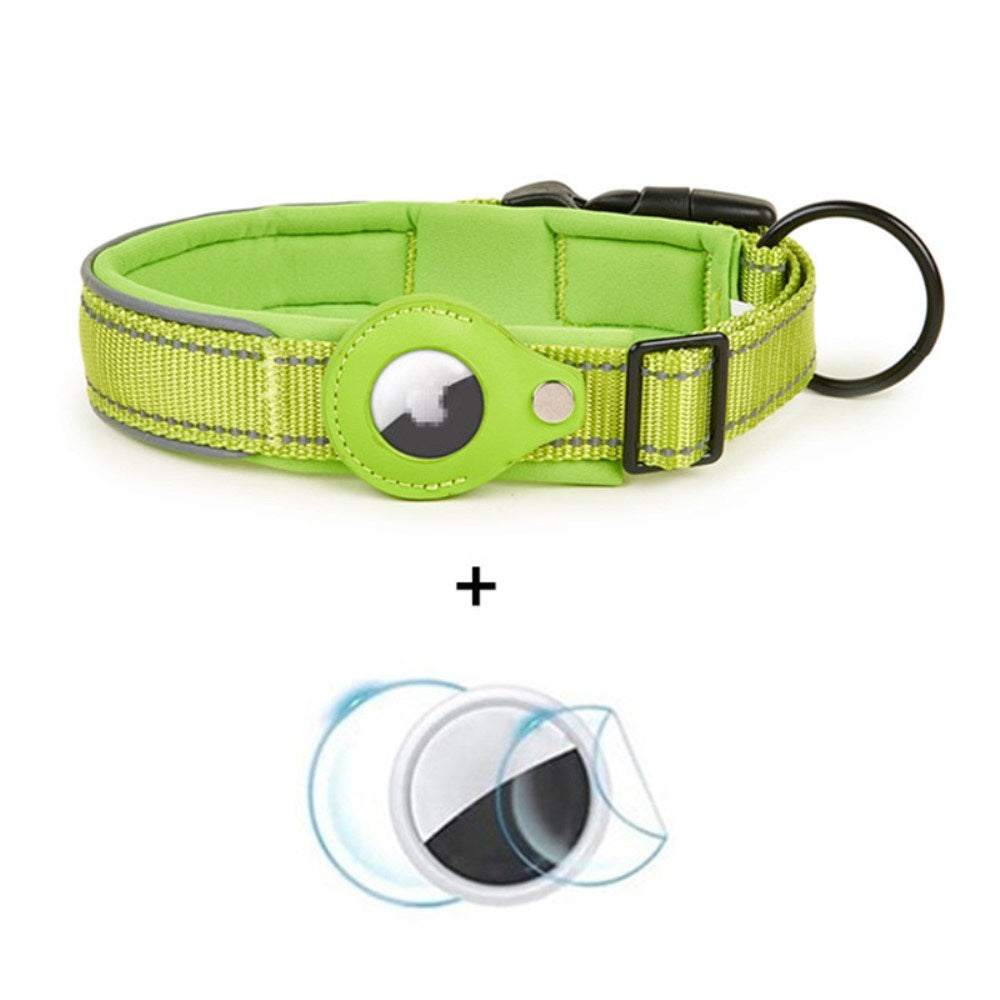 Hundhalsband med Hållare för AirTag 1. & 2. Gen. - Storlek S (30-37 cm) - Grön