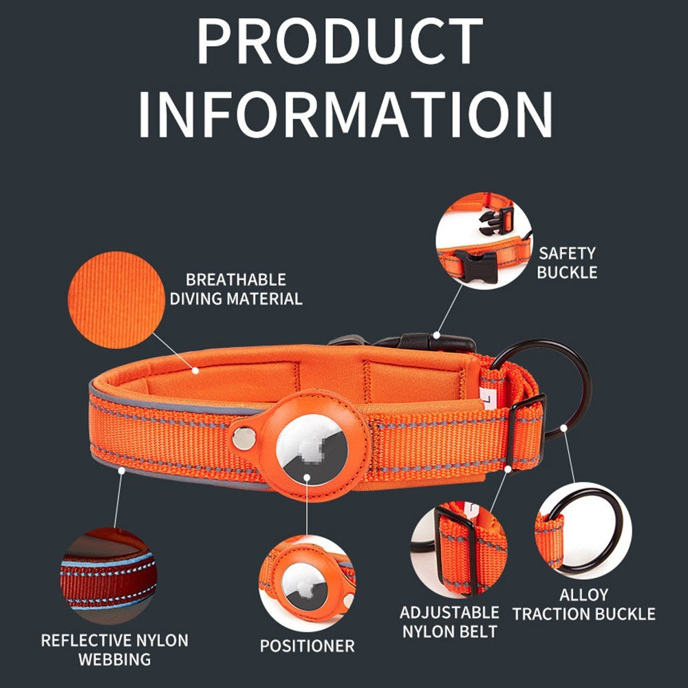 Hundhalsband med Hållare för AirTag - Storlek M (38-45 cm) - Beige