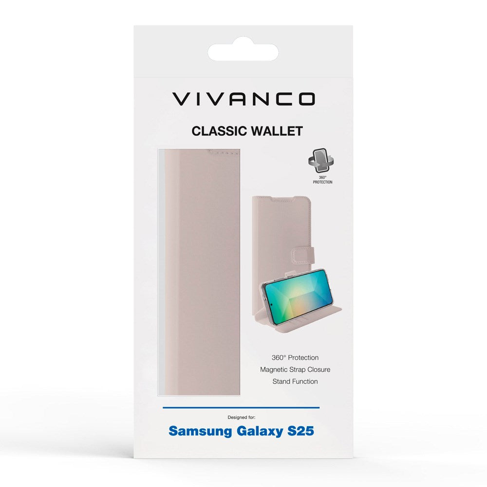 Samsung Galaxy S25 Vivanco Classic Plånboksfodral - Greige