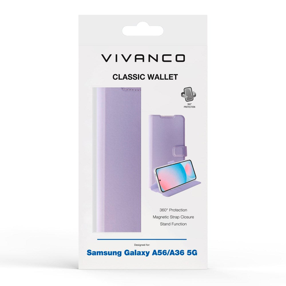 Samsung Galaxy A56 (5G) / A36 (5G) - Vivanco Classic Wallet Flip Fodral m. Ficka - Lila