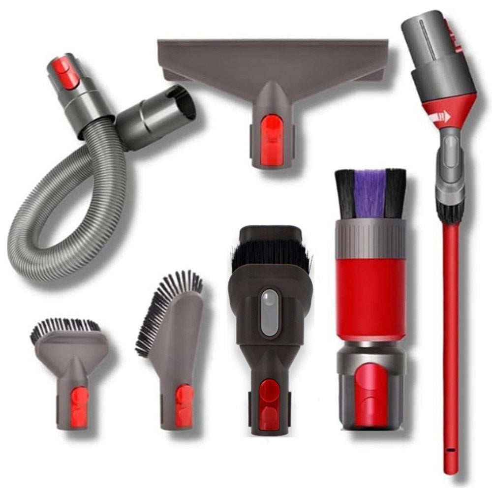 Dammsugarborste Set för Dyson V15 / V12 / V11 / V10 / V8 / V7 - 7 st - Grå / Röd