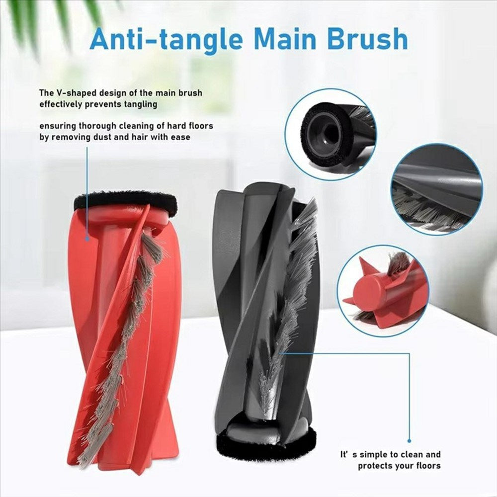 Dammsugarborste till Roborock G20S Ultra / G30 / Saros 10 / Saros 10R Robotdammsugare (Huvudborste) – Röd + Svart