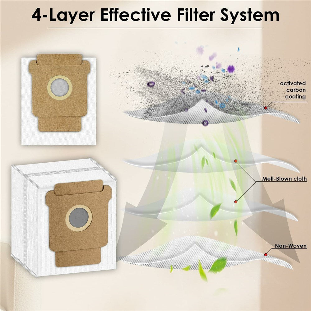 4 st. Dammsugarpåsar till iRobot Roomba 105 Combo / 205 Dustcompactor / Plus 405 Combo / Plus 505 Combo Robotdammsugare – Vit