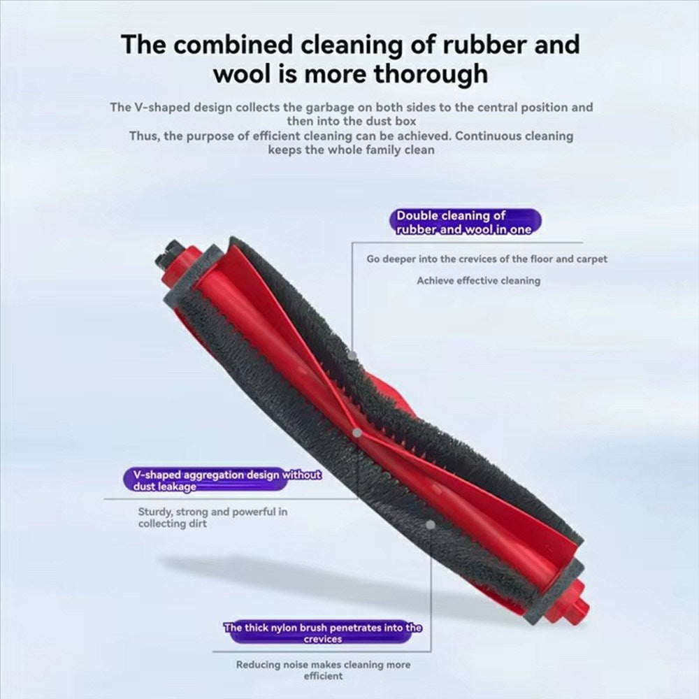 Dammsugarborste till Roborock Q10 VF / Q10 VF+ / Q10 PF Robotdammsugare - Röd + Svart
