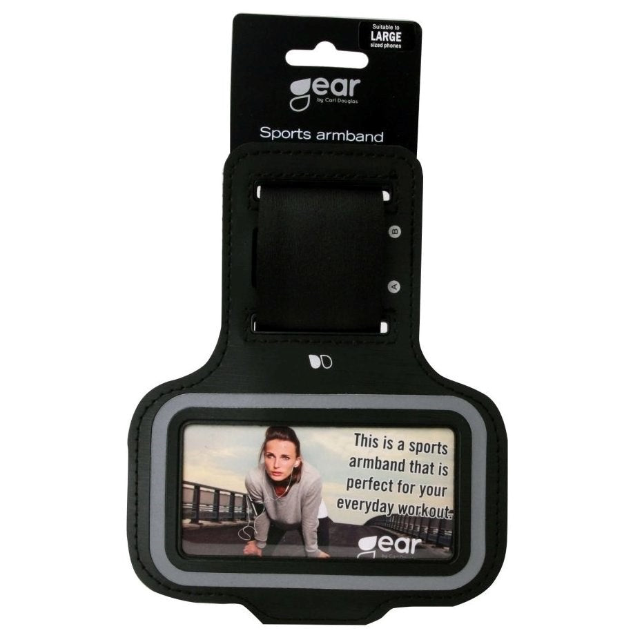 GEAR Universal Löpararmband med Justerbart Kardborreband & Reflekterande Kant (Max. Mobil: 55 x 120mm) - Svart