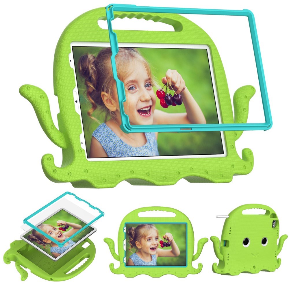EIDERWOOD iPad Air 11" (2025 / 2024) / Pro 11" (2025 - 2018) Barnskal med Axelrem & Handhållare - Bläckfisk - Grön